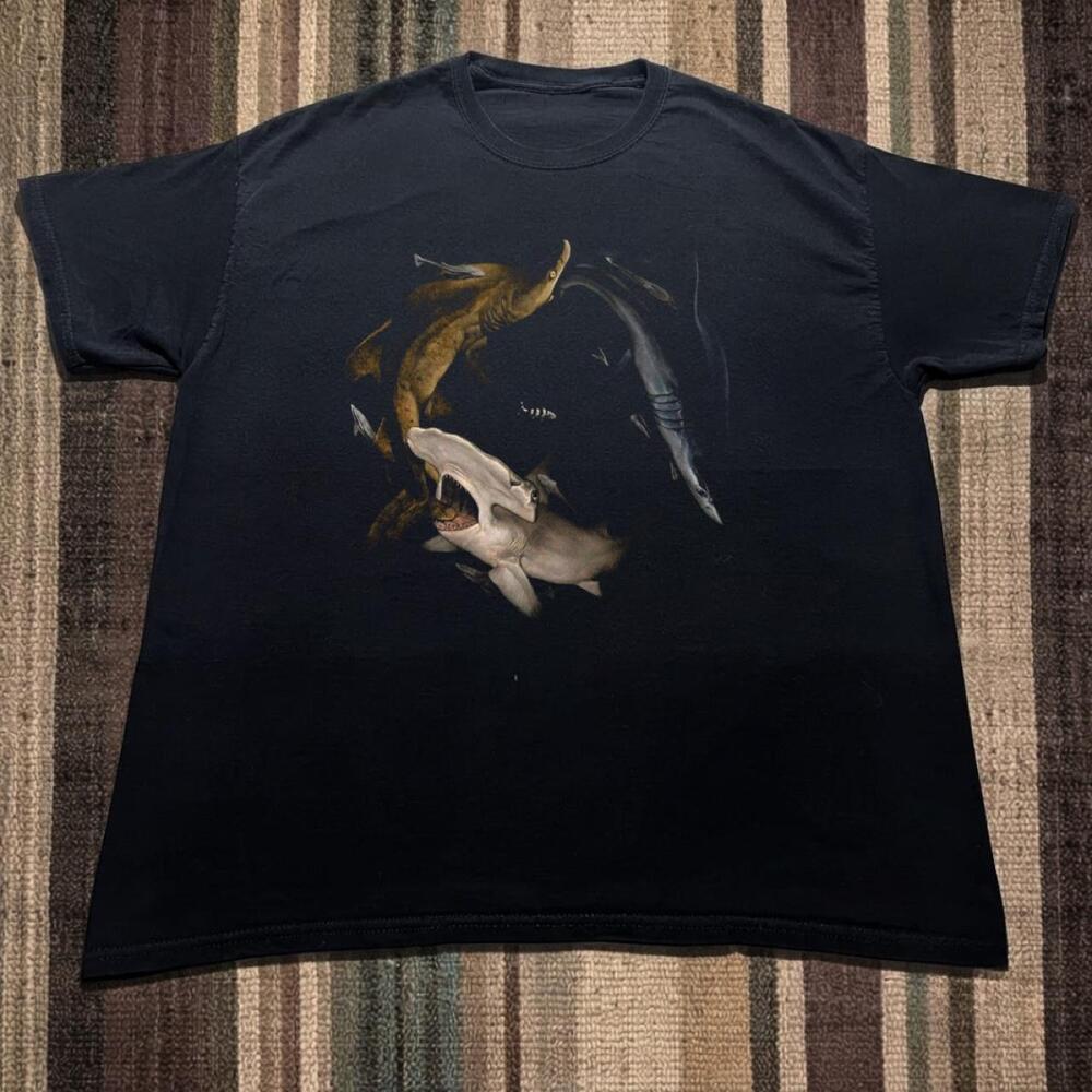 Hammerhead Sharks Sea Life Graphic Nature Black T-shirt